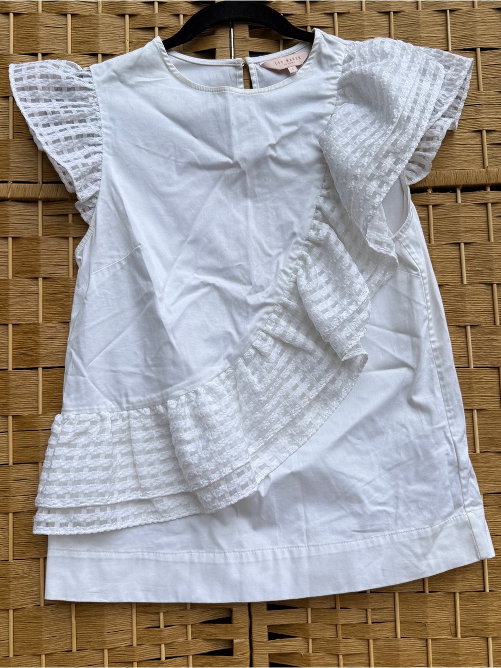 Ted Baker London Linnda Double Ruffle Top White Sz 1